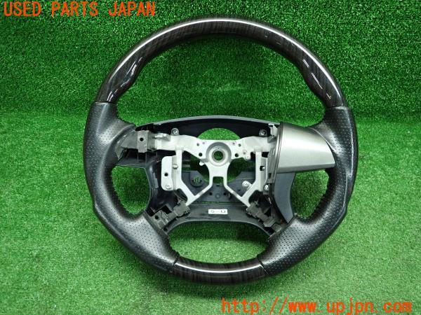 3UPJ=54300617]エスティマ(ACR50W)3代目 2期 社外 ステアリング ガングリップ 黒木目 パンチングレザー コンビ 中古_m0