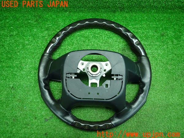3UPJ=54300617]エスティマ(ACR50W)3代目 2期 社外 ステアリング ガングリップ 黒木目 パンチングレザー コンビ 中古_m5