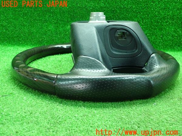 3UPJ=54300617]エスティマ(ACR50W)3代目 2期 社外 ステアリング ガングリップ 黒木目 パンチングレザー コンビ 中古_m7